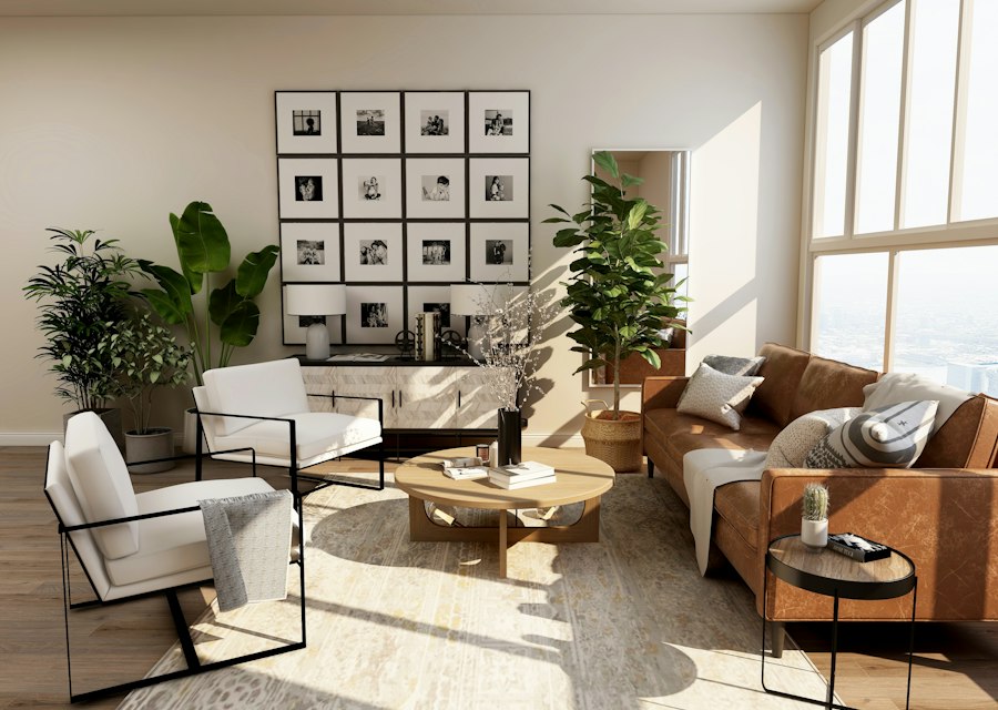 A sunlit living room where a visit can happen